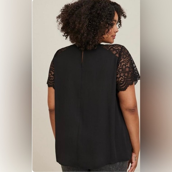 NWT Torrid Black Georgette Lace Trim Blouse Gothic Victorian Plus Size 4X/26W - Picture 8 of 11